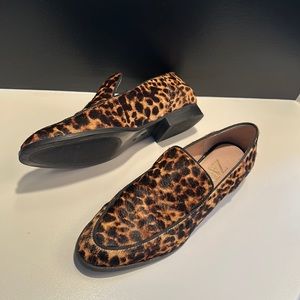 ZARA Animal print leopard hair hide loafers Sz 8